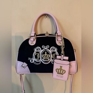 Juicy Couture Black and Pink Embellished Dome Satchel